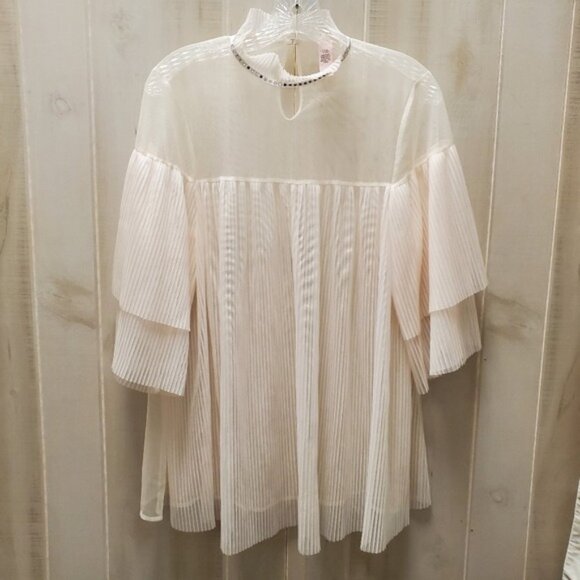 VS Sheer Chiffon Pleated Top Rhinestone Coquette Lingerie - Picture 1 of 13